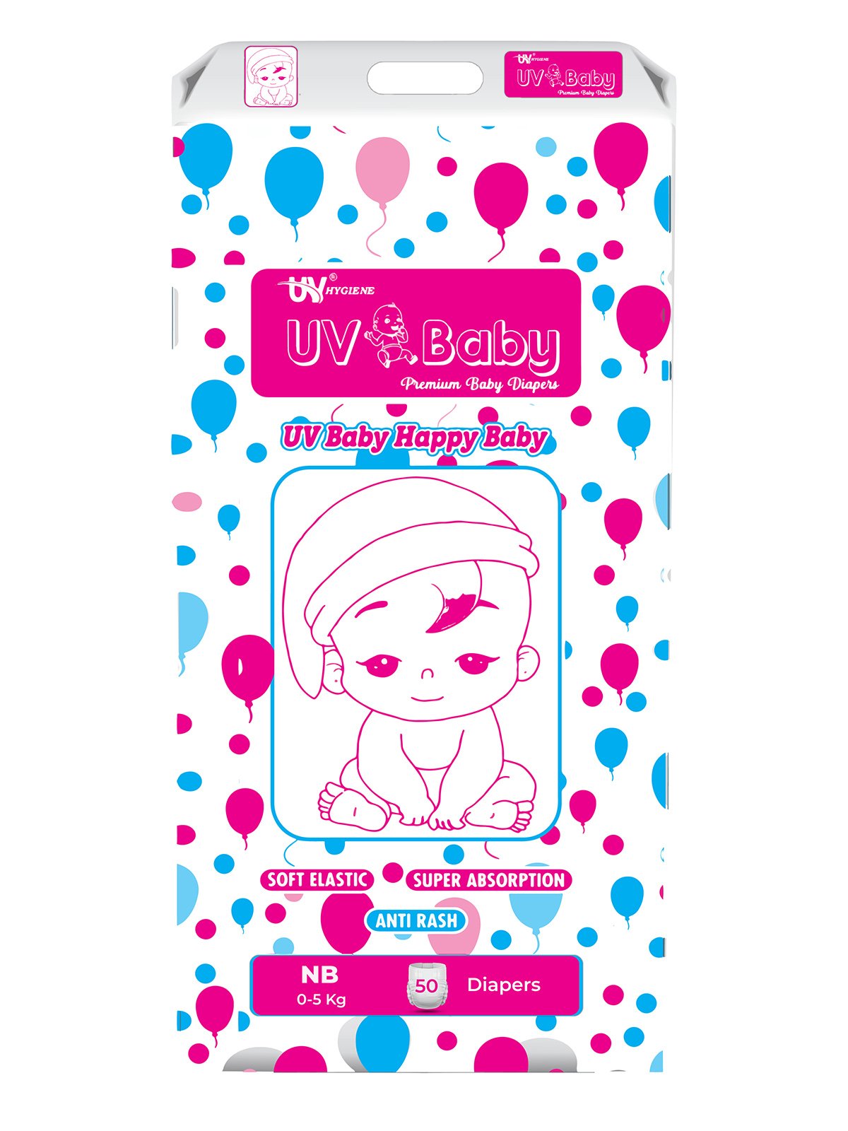 Premium Baby Diapers New Born 50 diapers