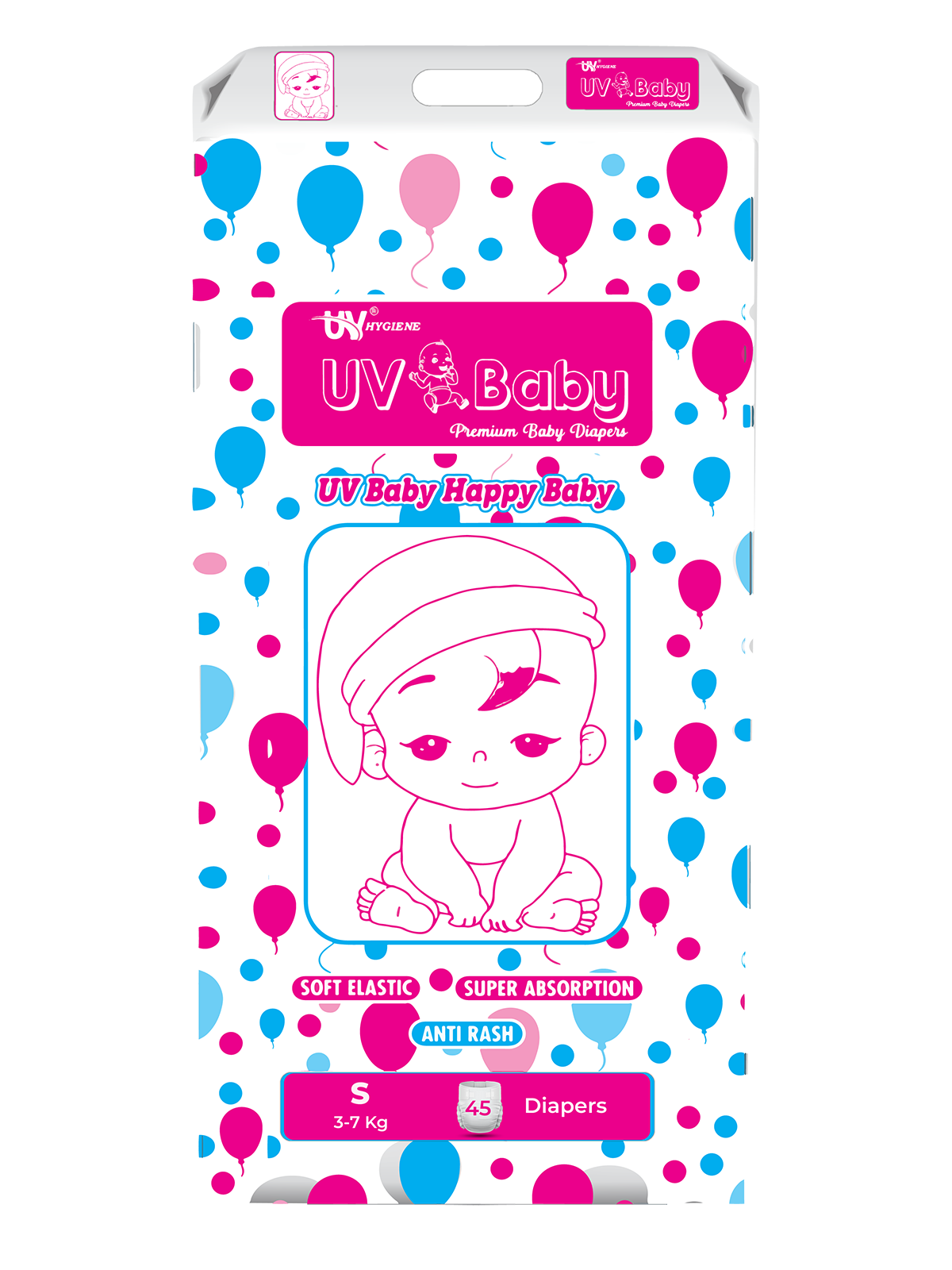 Premium Baby Diapers S (3–7 kg) 45 diapers